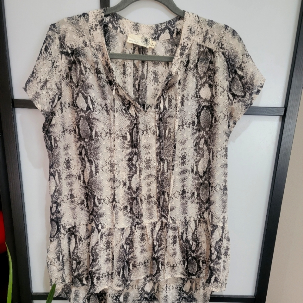 Everliegh Snake Print Sheer Blouse Size M